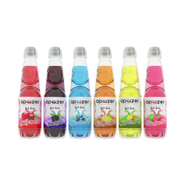Apaizer Assorted Pack Goli Soda Bottles (All 6 Flavors) | Low Calorie Flavored Mocktail Drink | 100% Natural Ingredients | No Artificial Sweeteners or Flavors